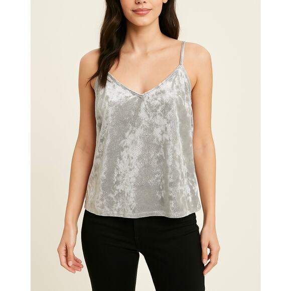 Mudd Silver Metallic Stars Spaghetti Strap Velvet Tank Cami Y2K size Medium NWT - Picture 1 of 6